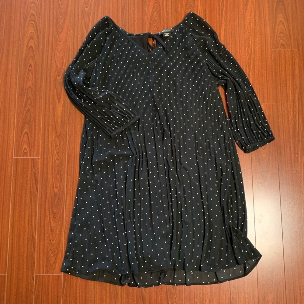 Michel Studio Pleated Polka Dot Dress